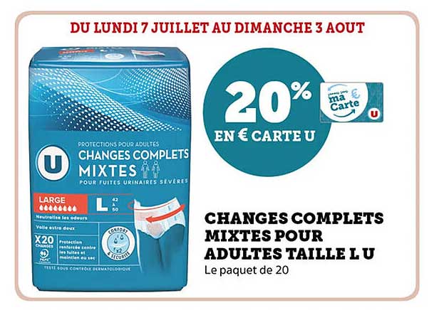 CHANGES COMPLETS MIXTES POUR ADULTES TAILLE L U