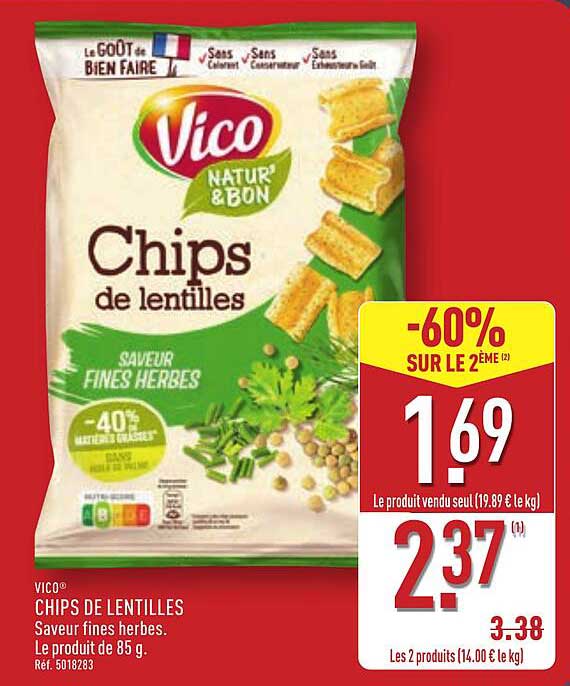 CHIPS DE LENTILLES Saveur fines herbes