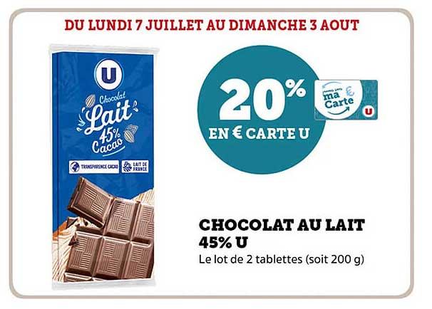 CHOCOLAT AU LAIT 45% U
