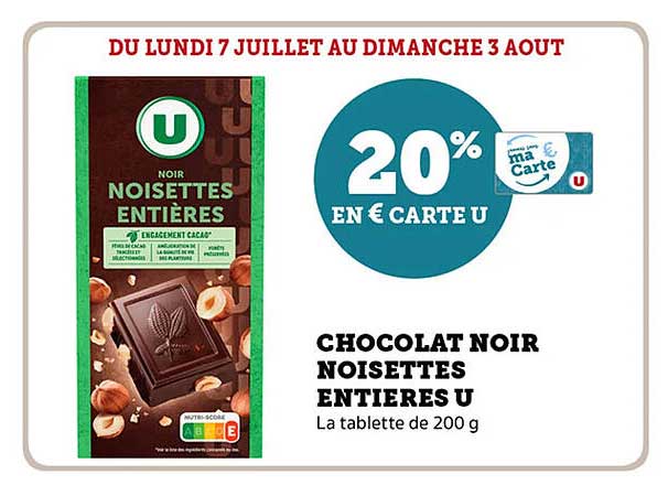 Chocolat Noir Noisettes Entières U