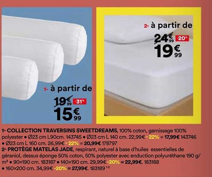 Collection Traversins Sweetdreams et Protège Matelas Jade