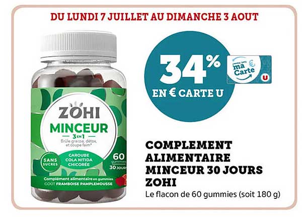 COMPLEMENT ALIMENTAIRE MINCEUR 30 JOURS ZOHI