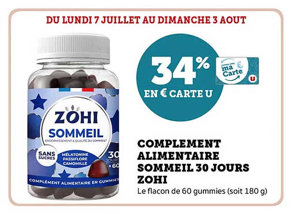 COMPLEMENT ALIMENTAIRE SOMMEIL 30 JOURS ZOHI