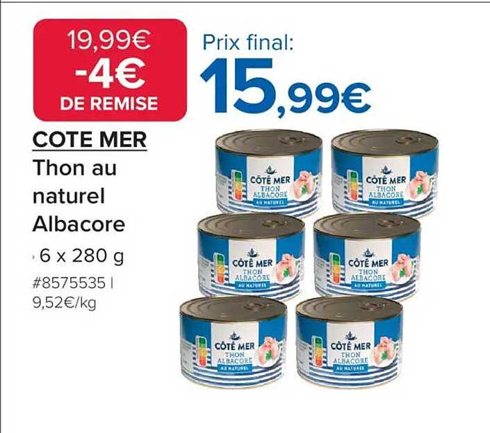COTE MER Thon au naturel Albacore