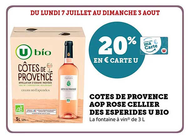 COTES DE PROVENCE AOP ROSE CELLER DES ESPERIDES U BIO