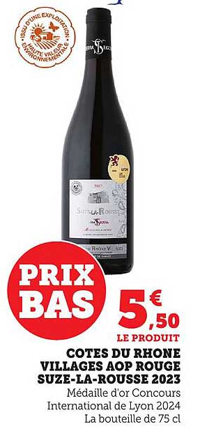 COTES DU RHONE VILLAGES AOP ROUGE SUZE-LA-ROUSSE 2023