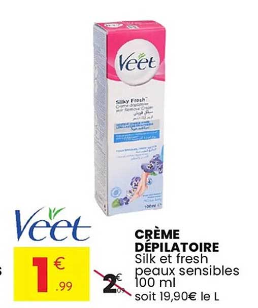 CRÈME DÉPILATOIRE Silk et fresh peaux sensibles 100 ml