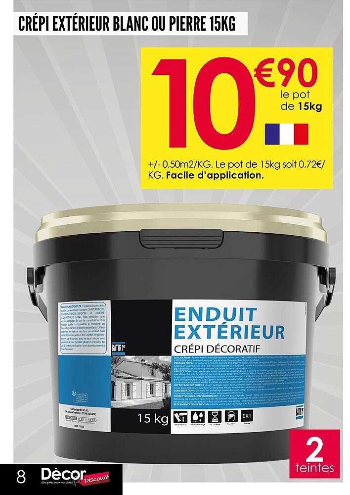CRÉPI EXTÉRIEUR BLANC OU PIERRE 15KG