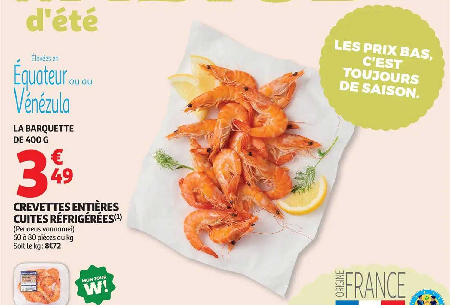 CREVETTES ENTIÈRES CUITES RÉFRIGÉRÉES