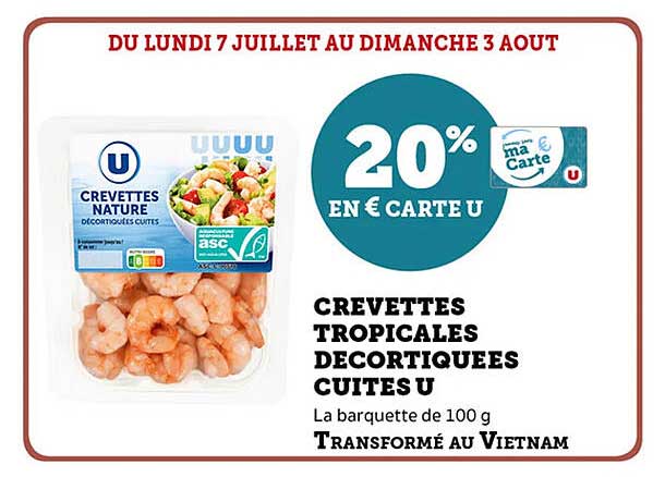 CREVETTES TROPICALES DECORTIQUEES CUITES U