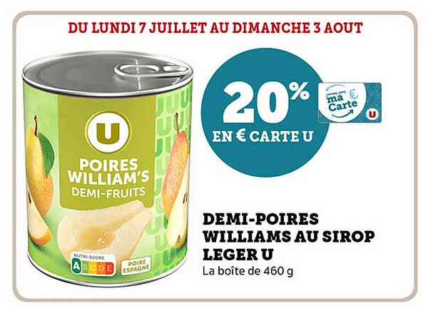 DEMI-POIRES WILLIAMS AU SIROP LEGER U