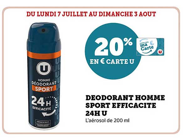 DEODORANT HOMME SPORT EFFICACITE 24H U
