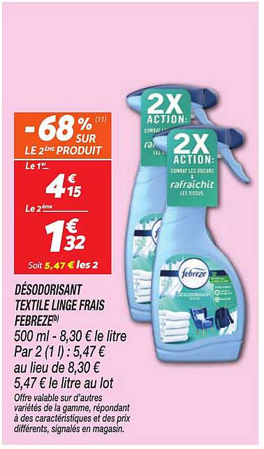 DÉSODORISANT TEXTILE LINGE FRAIS FEBREZE®