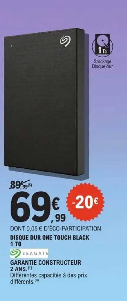 DISQUE DUR ONE TOUCH BLACK 1 TO