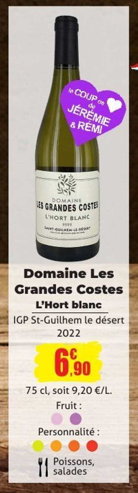 Domaine Les Grandes Costes L'Hort blanc IGP St-Guilhem le désert 2022