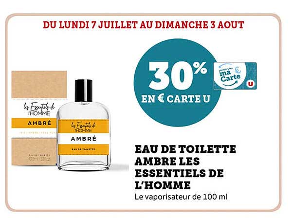 EAU DE TOILETTE AMBRE LES ESSENTIELS DE L'HOMME