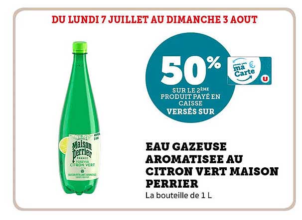 EAU GAZEUSE AROMATISEE AU CITRON VERT MAISON PERRIER