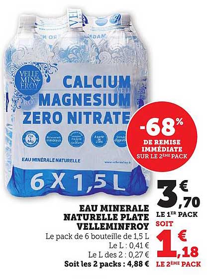 EAU MINERAL NATURELLE PLATE VELLEMINFROY