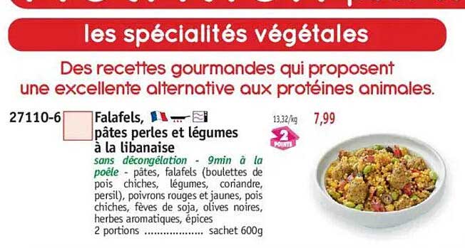 Falafels, pâtes perles et légumes à la libanaise