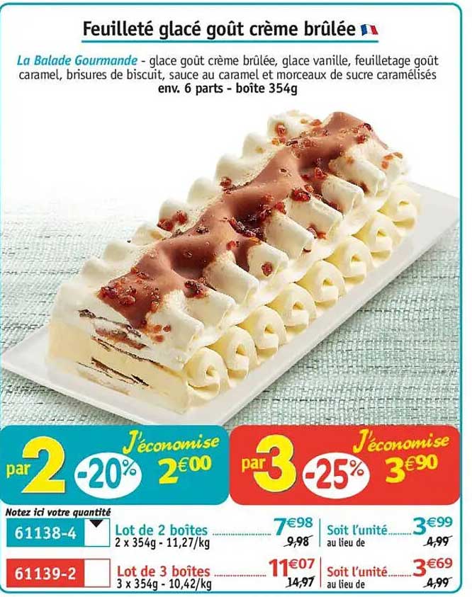 Feuilleté glacé goût crème brulée
