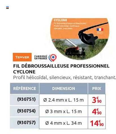 FIL DÉBROUSSAILLEUSE PROFESSIONNEL CYCLONE
