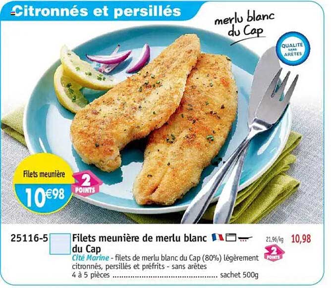 Filets meunière de merlu blanc du Cap