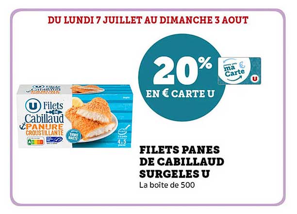 FILETS PANES DE CABILLAUD SURGELES U