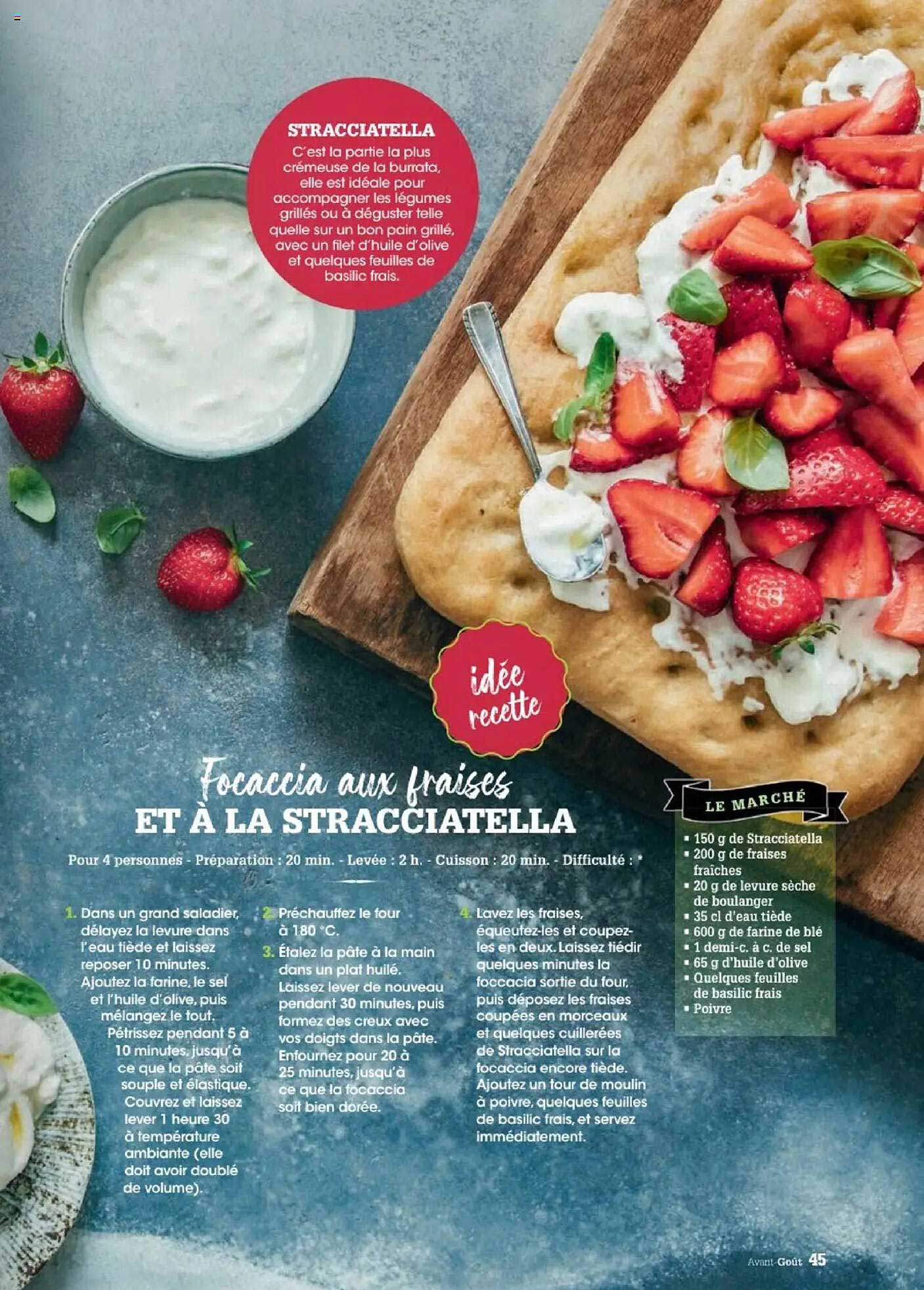 Focaccia aux fraises et à la stracciatella