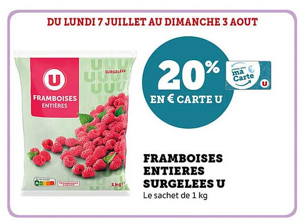 Framboises Entières Surgelées U