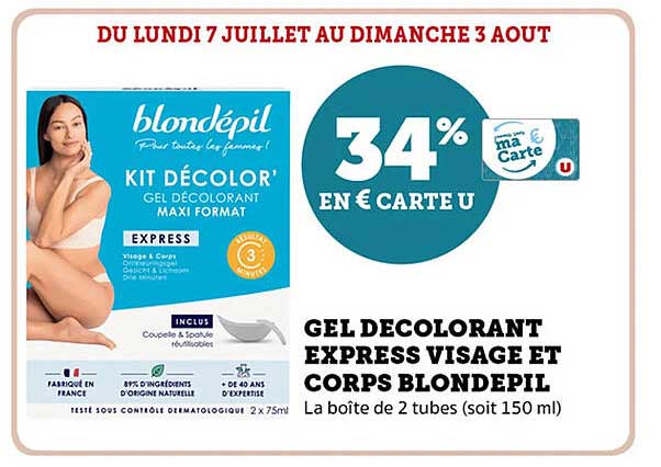 GEL DECOLORANT EXPRESS VISAGE ET CORPS BLONDEPIL