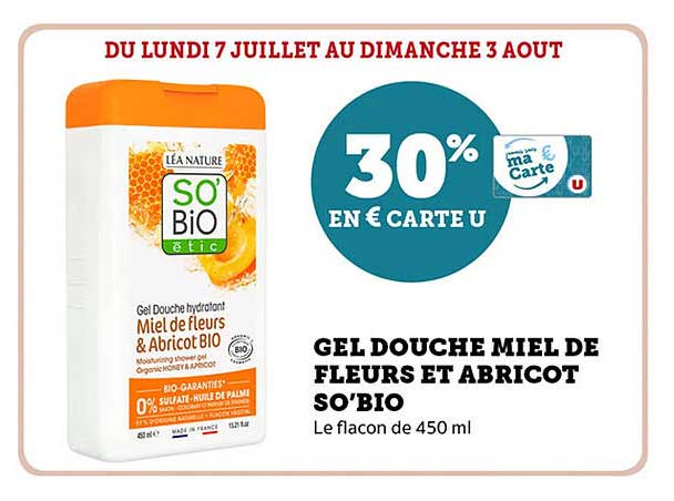 GEL DOUCHE MIEL DE FLEURS ET ABRICOT SO'BIO