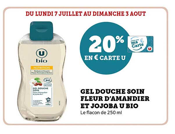 GEL DOUCHE SOIN FLEUR D'AMANDIER ET JOJOBA U BIO