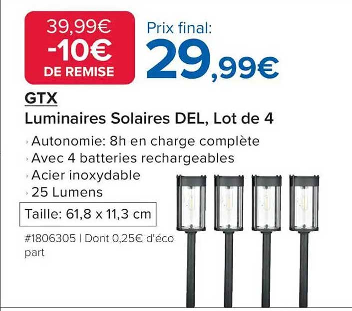 GTX Luminaires Solaires DEL, Lot de 4
