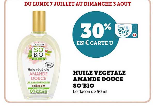 HUILE VEGETALE AMANDE DOUCE SO'BIO