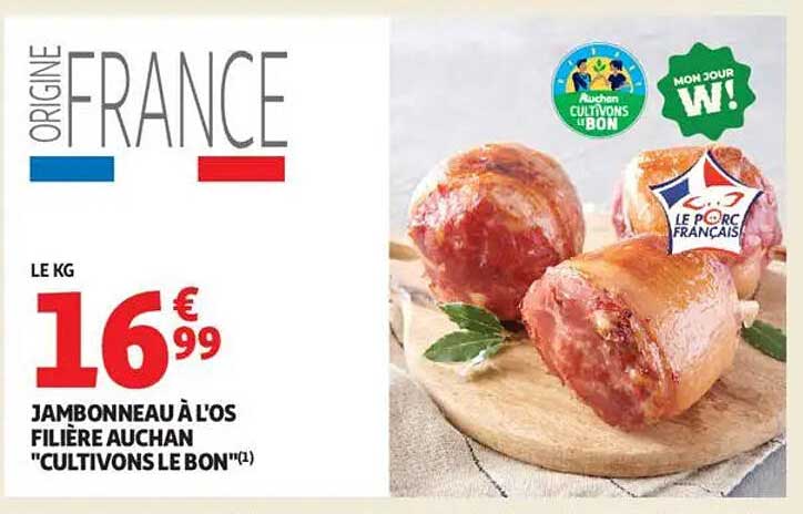 JAMBONNEAU À L'OS FILIÈRE AUCHAN "CULTIVONS LE BON"