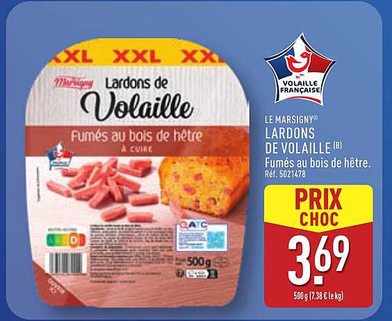 LARDONS DE VOLAILLE FUMÉS AU BOIS DE HÊTRE