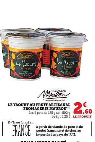 LE YAOURT AU FRUIT ARTISANAL FROMAGERIE MAURON