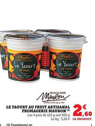 LE YAOURT AU FRUIT ARTISANAL FROMAGERIE MAURON