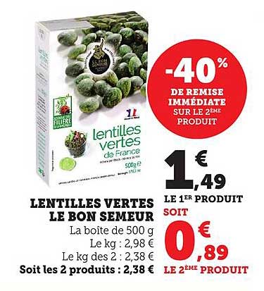 LENTILLES VERTES LE BON SEMEUR