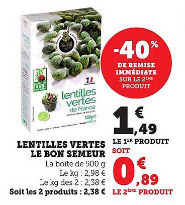 LENTILLES VERTES LE BON SEMEUR