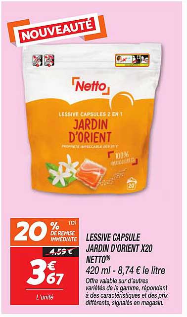 LESSIVE CAPSULE JARDIN D'ORIENT X20 NETTO