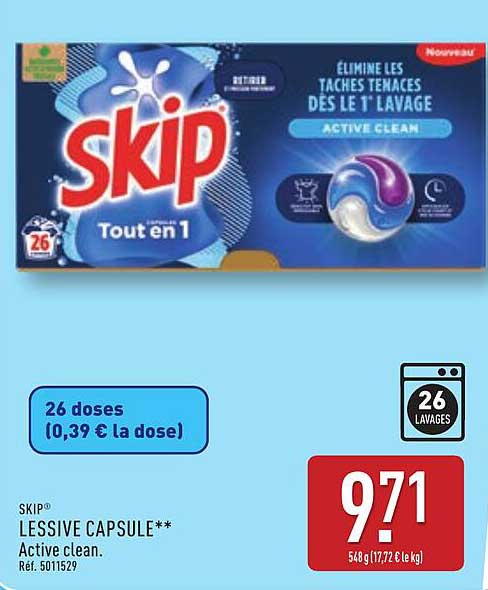 LESSIVE CAPSULES SKIP - ACTIVE CLEAN