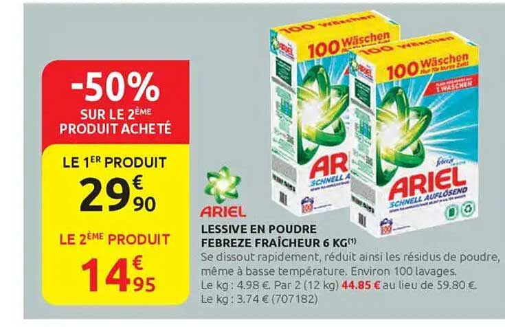 LESSIVE EN POUDRE FEBREZE FRAÎCHEUR 6 KG