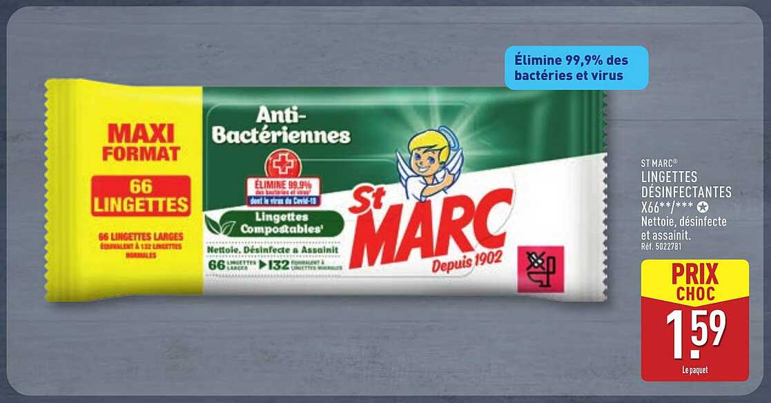 LINGETTES DÉSINFECTANTES X66**/***