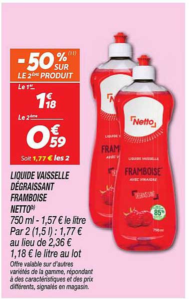 LIQUIDE VAISELLE DÉGRASSANT FRAMBOISE NETTO®