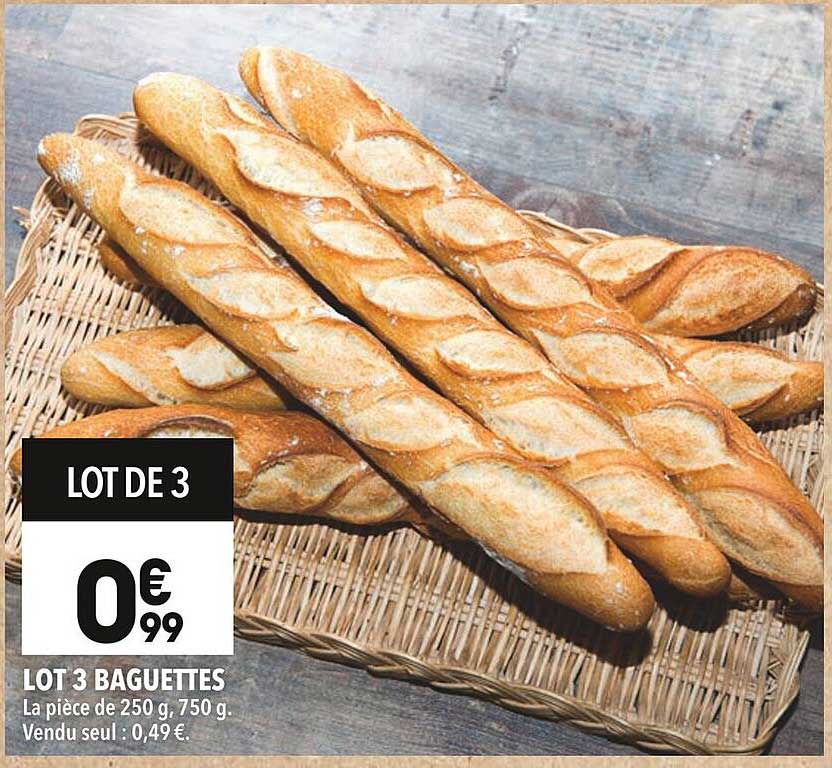 LOT DE 3 BAGUETTES