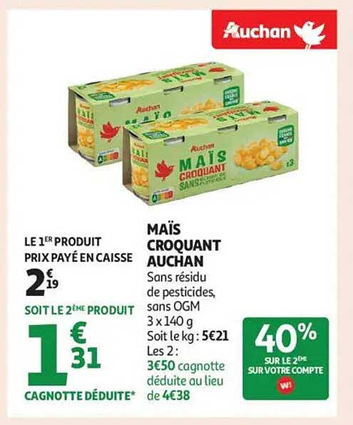 MAÏS CROQUANT AUCHAN
