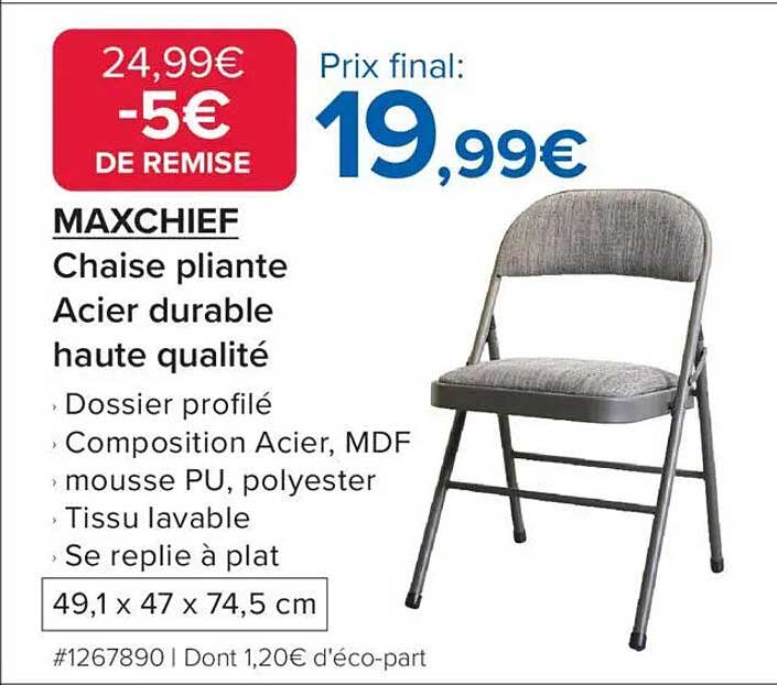 MAXCHIEF Chaise pliante Acier durable haute qualité