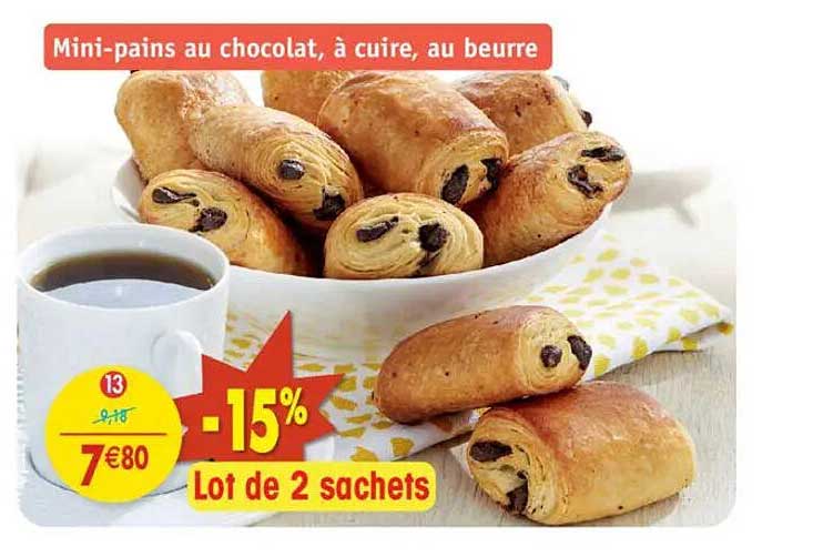 Mini-pains au chocolat, à cuire, au beurre