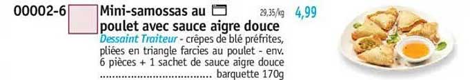 Mini-samossas au poulet avec sauce aigre douce